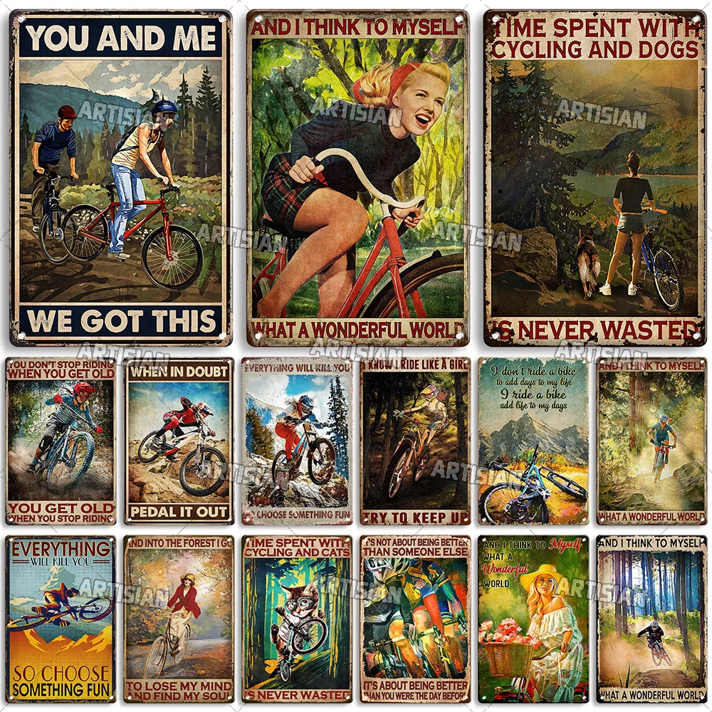 Artisian Cycling Metal Sign Bicycle Tin Poster Bike Sport Decorative Plate Outdoor Game Wall Decor Garage Bar Pub Club Hotel