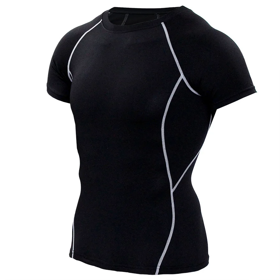 T-shirt élastique évac80-l'humidité à séchage rapide pour homme, manches courtes, col rond, combinaison de batterie, fitness, course à pied, sport, nouveau, 2022