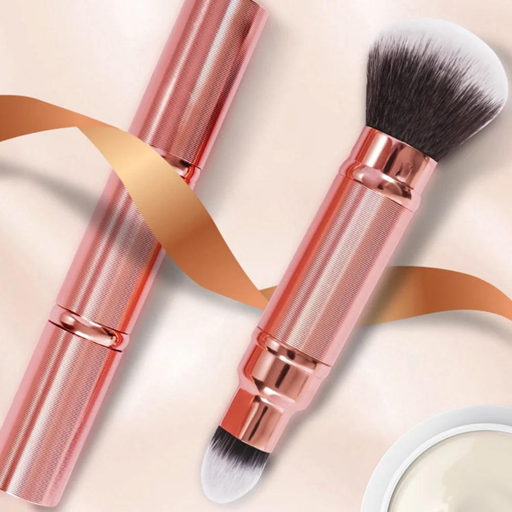 2 stuks draagbare make-upborstel compact dubbelzijdig intrekbaar ontwerp voor foundation blush -up tool multifunctioneel