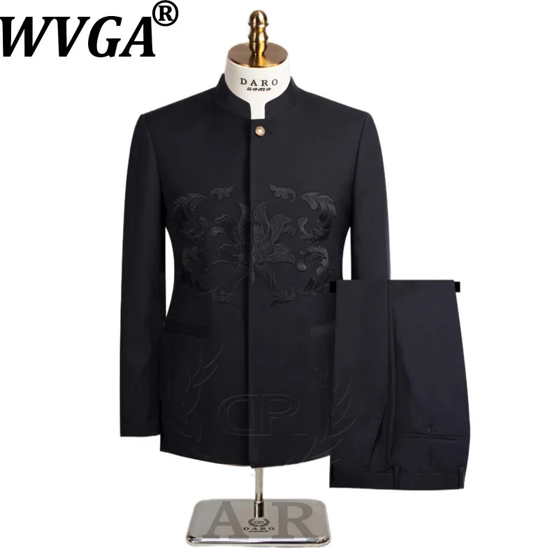 WVGA Autumn Winter New Man Tide Oversized Embroidered Trendy Blazer Niche Chic Casual Straight Suit Pants Two Pieces Sets W14670