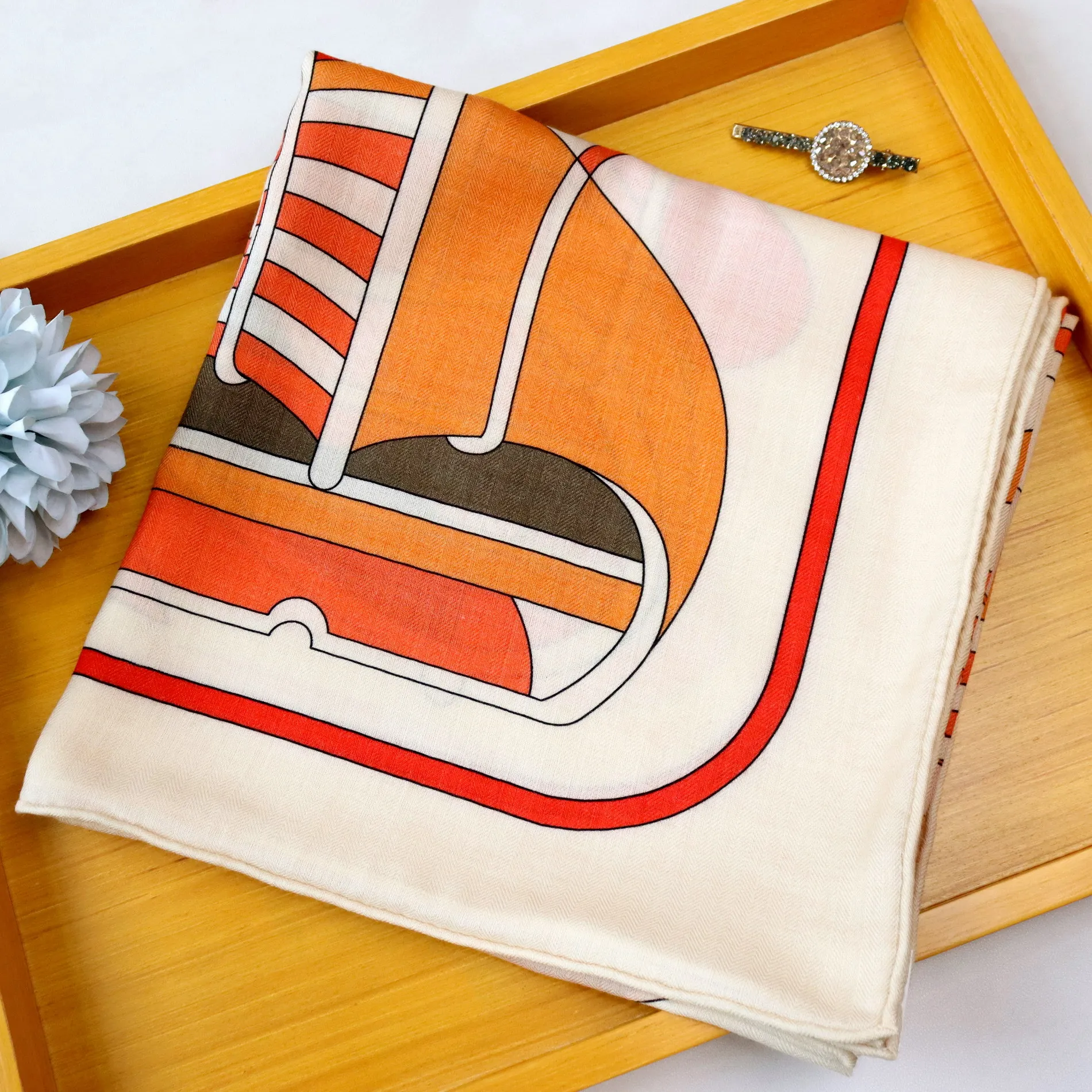 

Wool Silk Blend Scarf Hand Rollerd Edges Square Wool Scarves Wraps Large Bandanas Stole 135CM Mother Christmas Gift