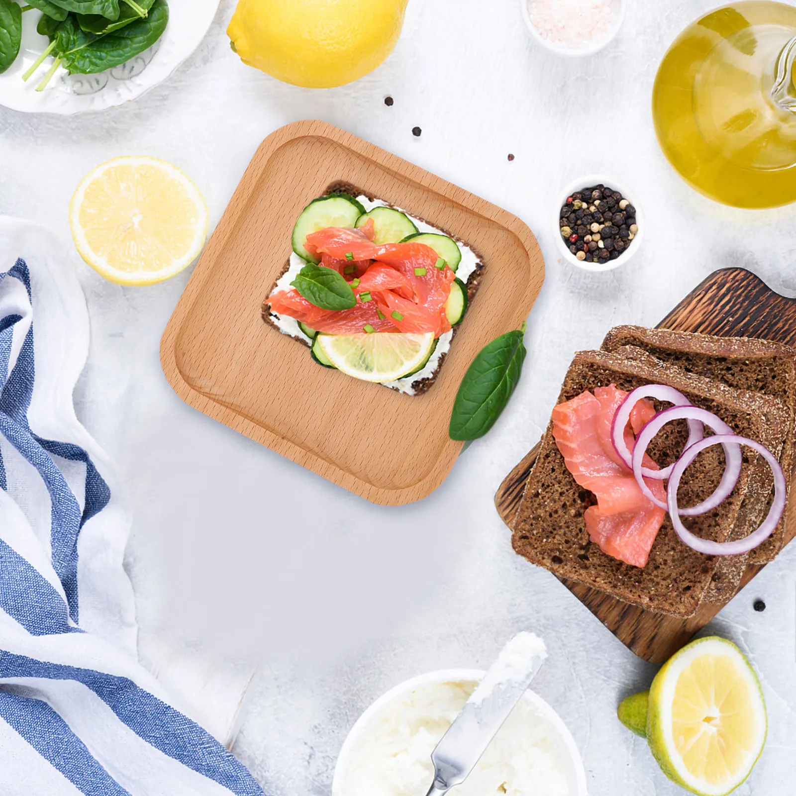 

Wooden Simple Bright Color Dessert Plate Creative Food Serving Tray Home Bread Fruits Storage Tray Service Plate