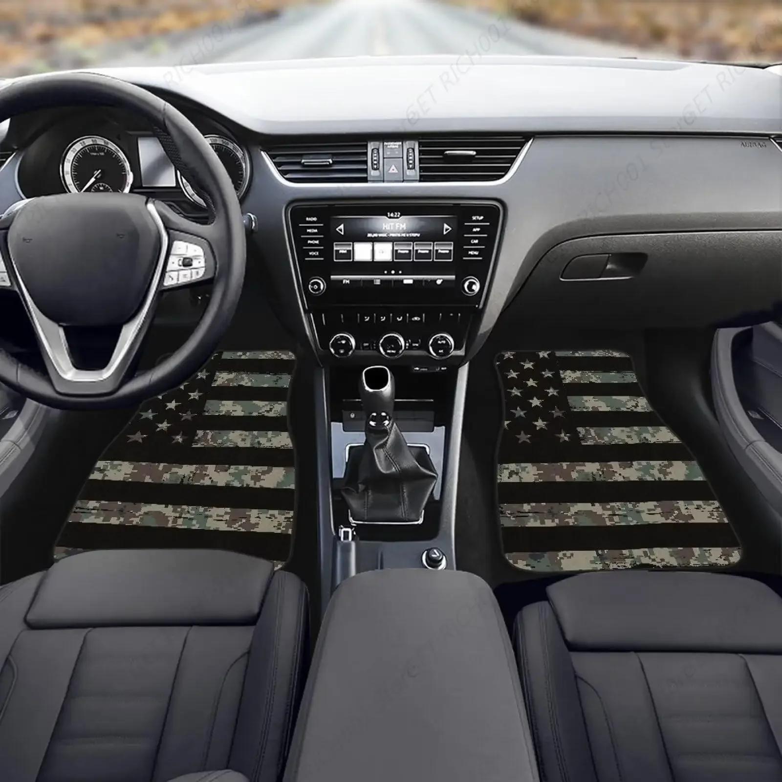 سجادات أرضية سيارة على شكل حصان بعلم أمريكي، سجادة أرضية مطاطية مضادة للانزلاق، جميع الأحوال الجوية، حماية أرضية شديدة التحمل