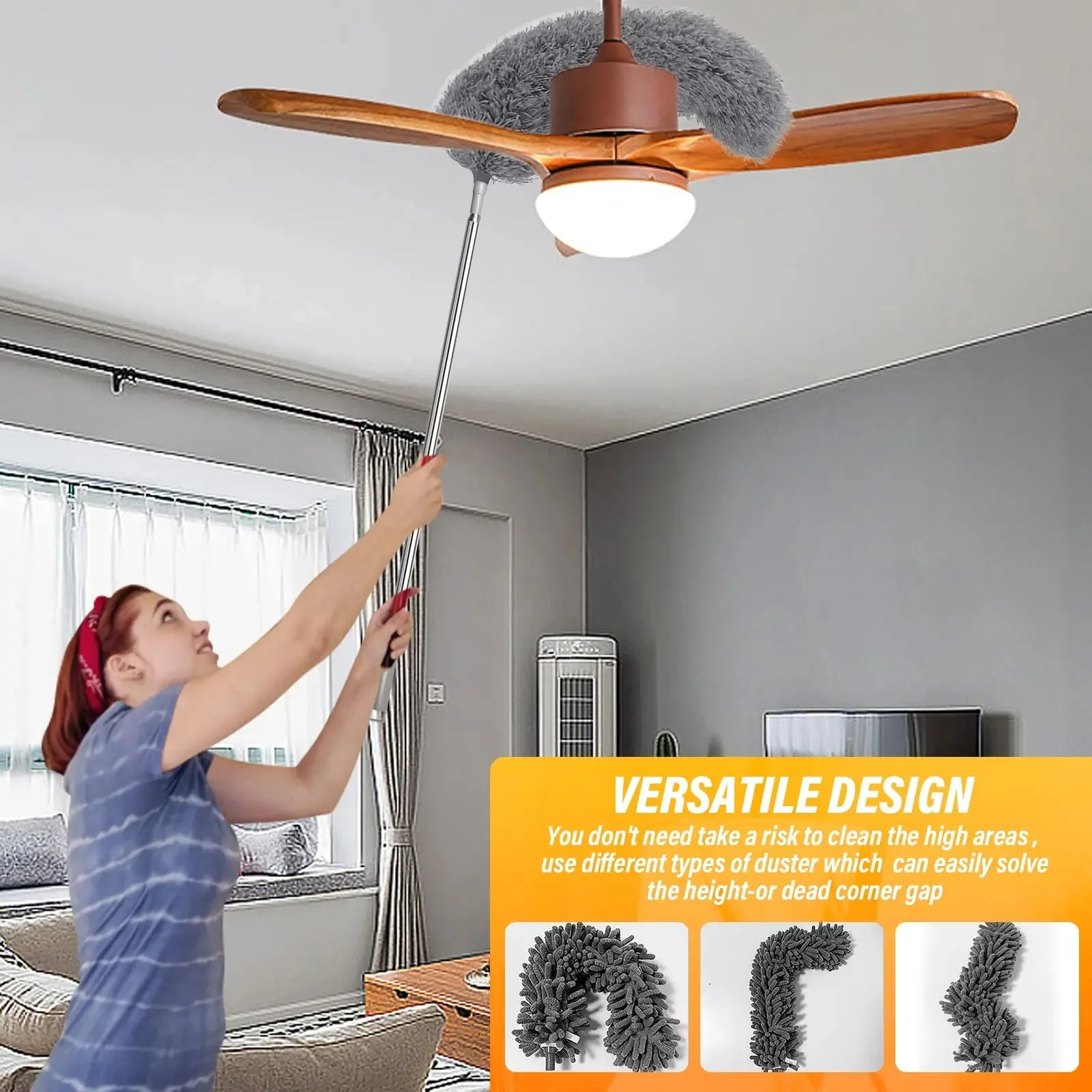 Ausziehbare Edelstahl Teleskops tange Reinigung Staub tuch Decke Sofa Auto Staub reiniger Boden Spalt bürste Home Haushalts werkzeug 2,5 m