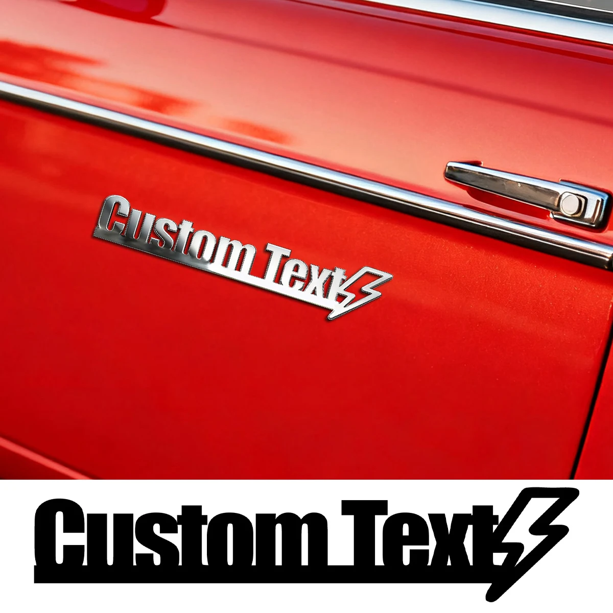 

Classic Art Font Trendy Lightning 3D Metal Car Body Sticker Auto Rear Emblem Badge Custom Name Holder Logo Personalized Gifts