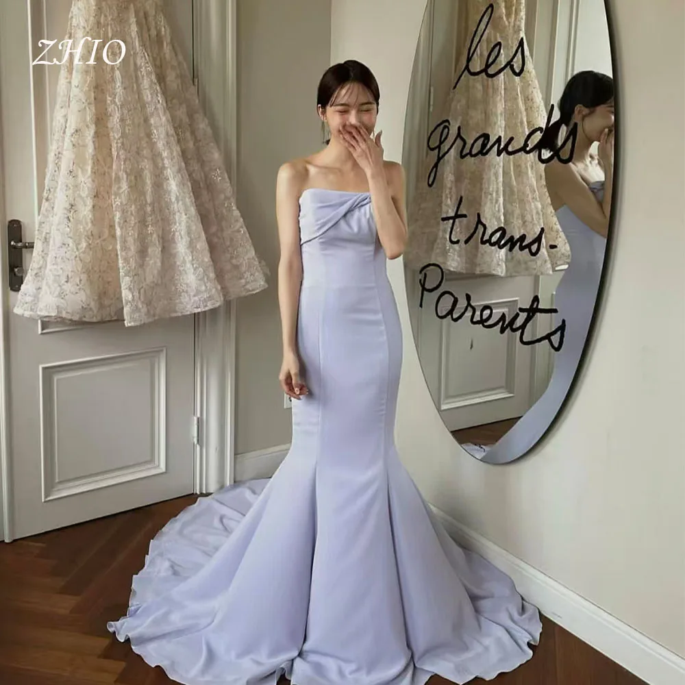 ZHIO كلاسيكي لافندر حورية البحر فستان الزفاف بدون حمالات سويب تراين كوريا صورة تبادل لاطلاق النار فستان استقبال الزفاف مخصص ستنسخ #1