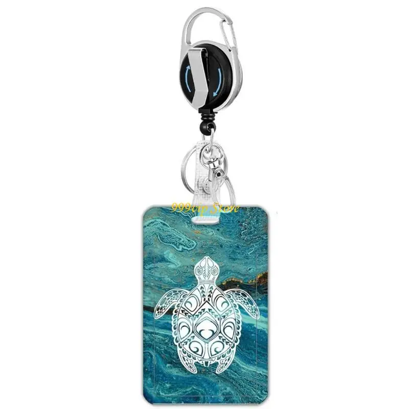 

C90C Neck Strap Lovely Turtles Lanyard with Keychain Card Case Badge Card Holder