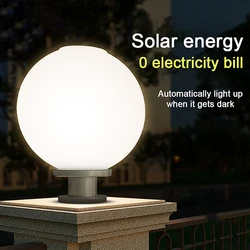 LED Solar Column Head Light Waterproof Courtyard Corner Light Gate Column Lawn Garden Ball Wall Lamp Outdoor Post Light