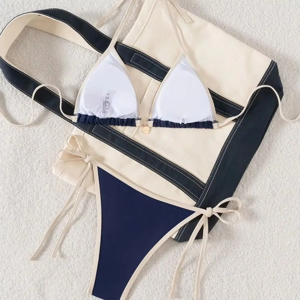 

2Pcs/Set Fashion Summer Beach Bikini Brazilian Halter Bikini Set Bathing Suit Casual Beachwear Vacation
