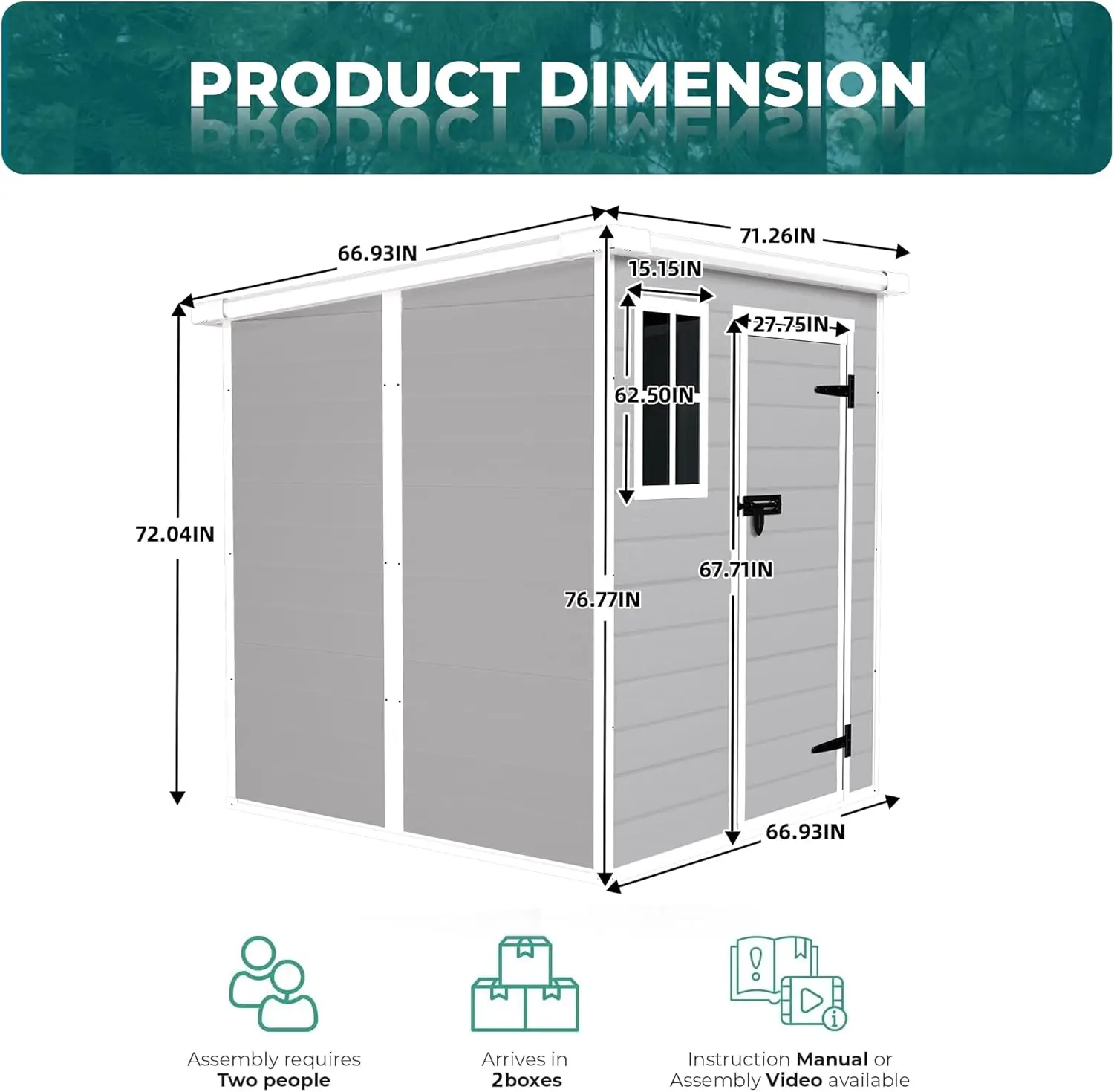 6x6 FT Storage Shed Garden House with Lockable Doors and Vents Waterproof Resin Outdoor Tool Cabinet W/Floor & Window