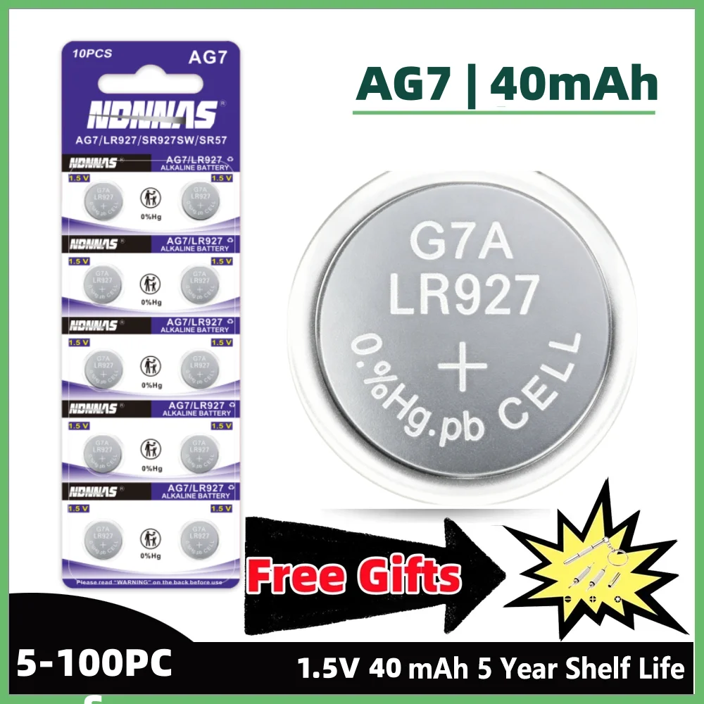 

5-50Pcs AG7 LR927 SR927SW 1.5V Alkaline Button Coin Cell Battery Compatible For Watch Car Key Fob Remote Clock Electronic Device