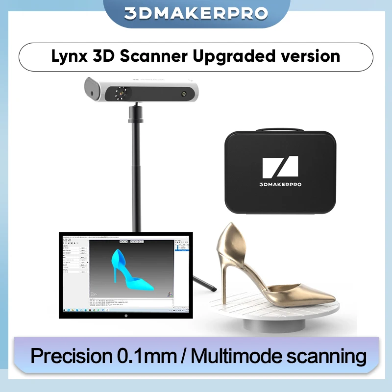 

3DMakerpro Lynx upgraded scanner 0.1mm handheld high-precision large object scanning with multiple modes for 3D modeling DIY