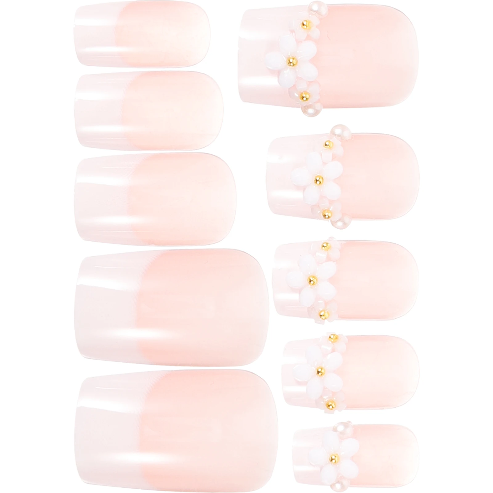 

Pearl Flower Patches Press On Fake Nails Jelly Fake Nails Tips Glue Decorative Women Manicure Supplies Long Wear