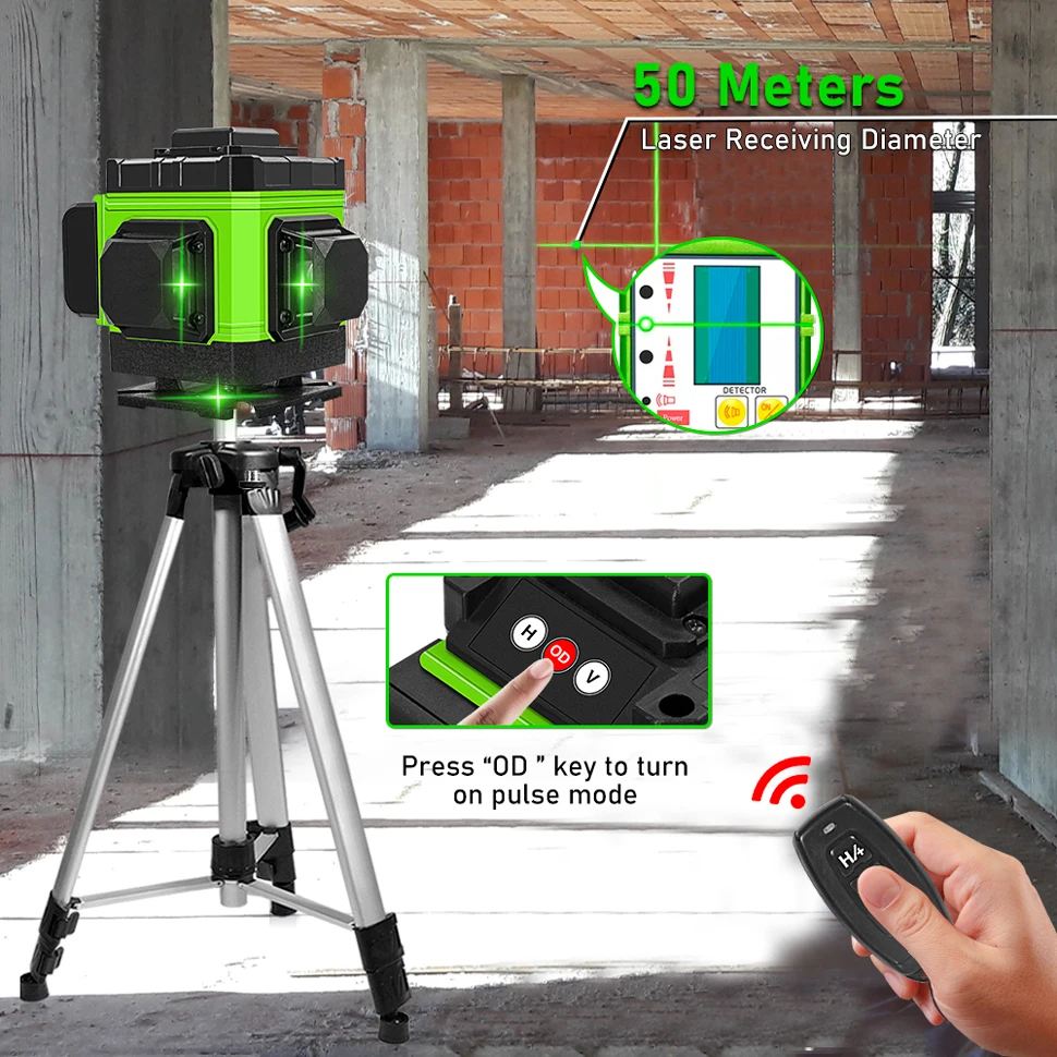 CLUBIONA 12 Lines Laser Level Green Line Self Leveling 360 Horizontal And Vertical Super Powerful Green Beam Laser Level