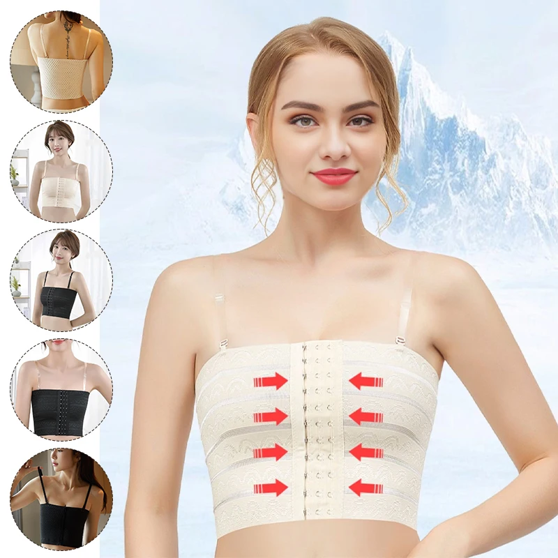 Women Casual Sportwear Chest Breast Binder Tank Crop Tops Flat Breast Binder Les Corset Buckle Chest Tomboy Bra Body Shaping