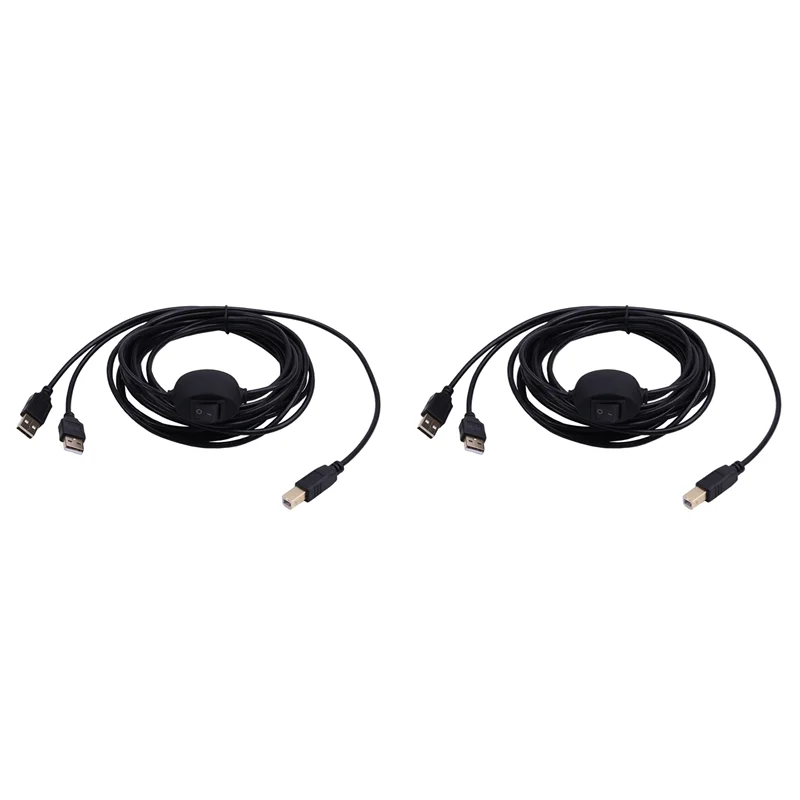 

【NEW LISTING】2X 2 In 1 Printer Cable USB A To B Male To Male Printer Cable For Hp Canon Printer Splitter For Two Compute