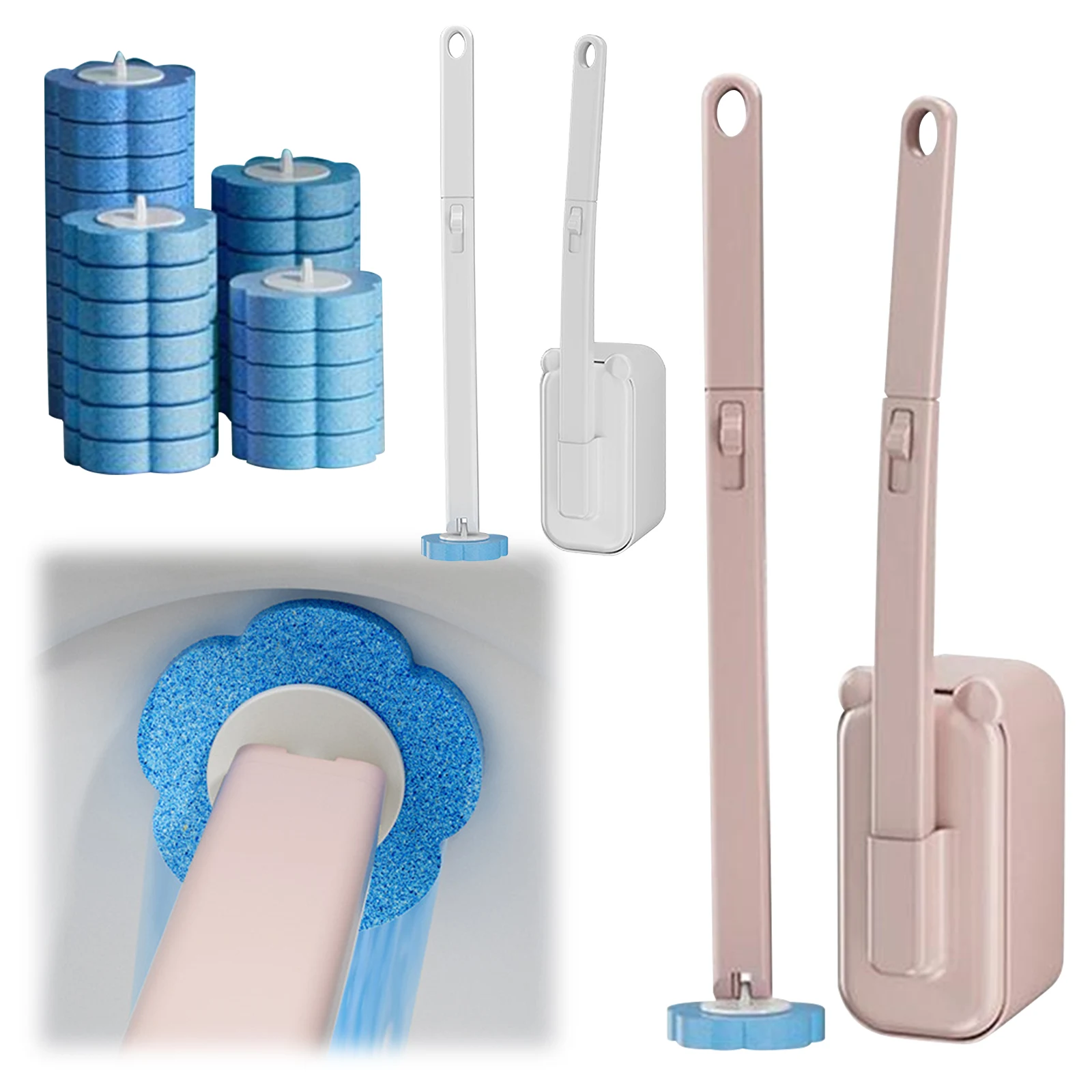 

Wall Mounted Toilet Brush with 36 Refill Heads and Holder Bathroom Toilet Bowl Cleaner Wand for Wash Basins Mirrors Glass