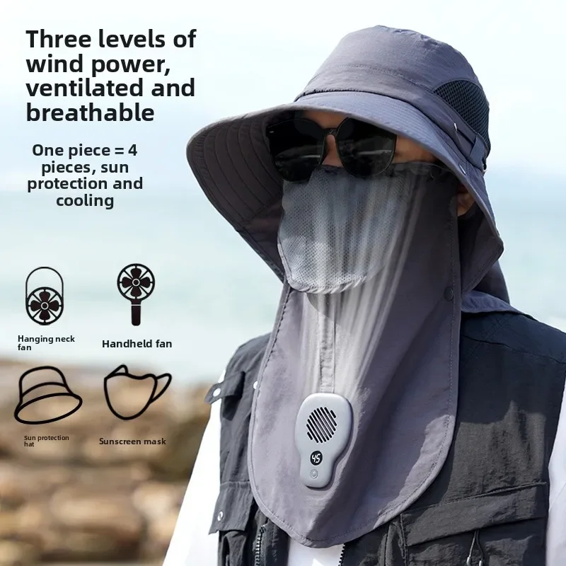 Premium Fan Sun Hat Solid Color Garden Protective Accessories Neck Protection Breathable Anti-ultraviolet Insect Protection Outd view 2
