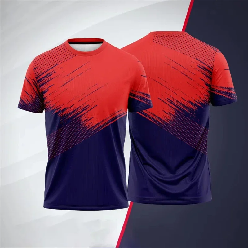 Einfache Sport-Tennisuniformen Sommermode Schnelltrocknend 3D-Druck Übergröße Kurzarm-T-Shirt Lässiger Rundhalsausschnitt Atmungsaktive Unisex-T-Shirts – Detail 2