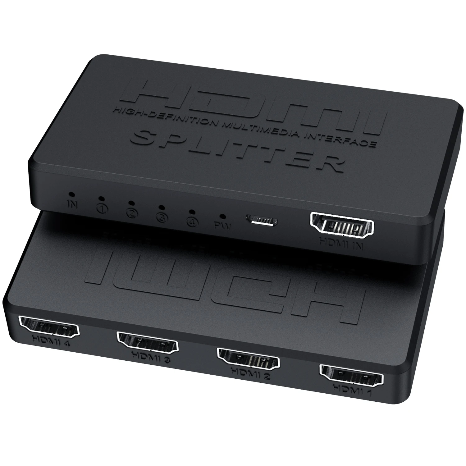 Ozvavzk 4K HDMI Splitter 1 In 4 Uit – Gelijktijdig Beeld Naar 4 Schermen, Ondersteunt 4K UHD, HDCP1.4 En 3D