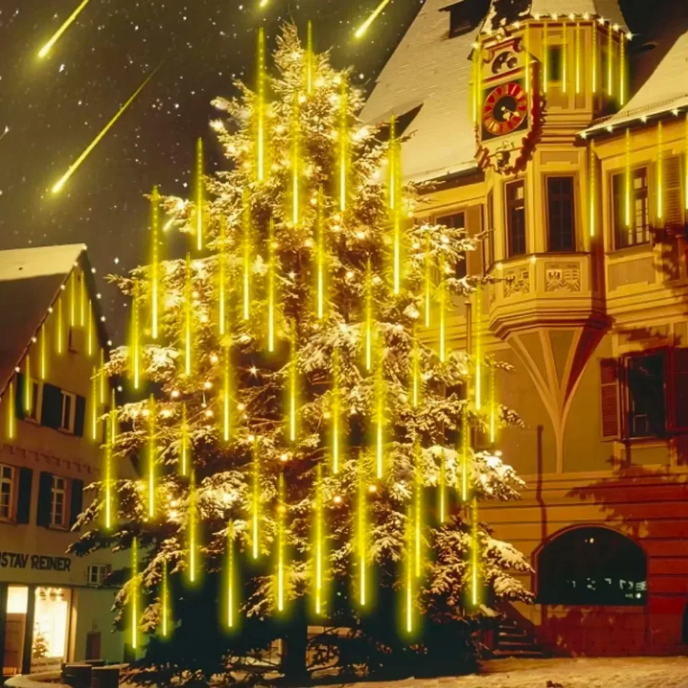 USB Meteor Shower Lights Warm White for Christmas Halloween Homes Weddings Party Outdoor Trees Gardens Patios Festive Decoration