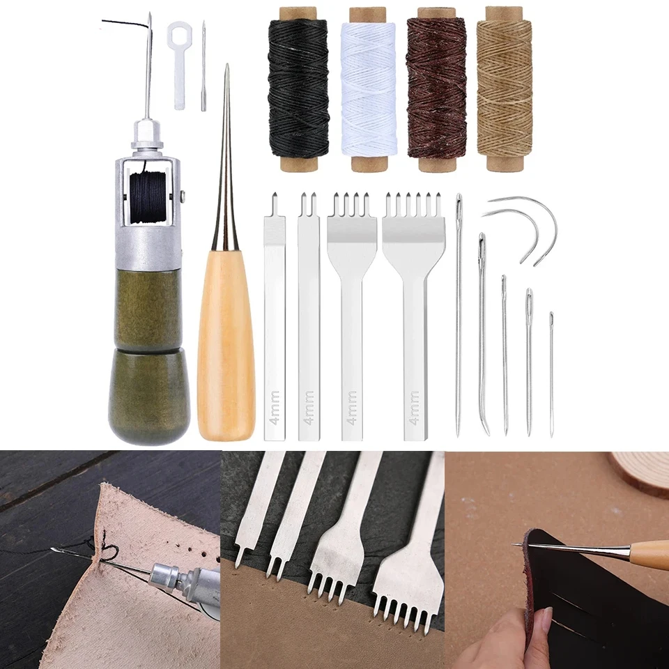 kaobuy Leather Sewing Awl Thread Kit Manual Sewing Machine Speedy Stitcher Leather Craft Stitching Shoemaker Canvas Repair Tools