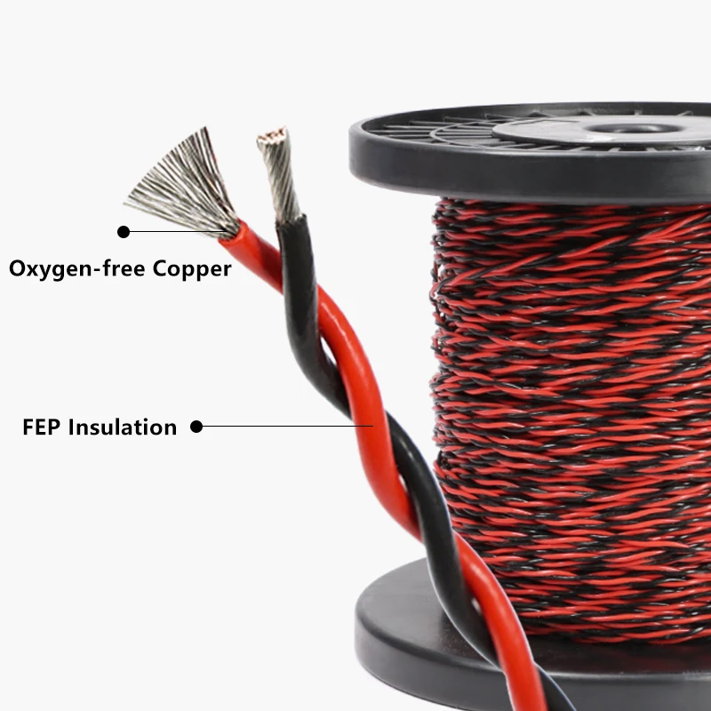 5/10M AFS200 Twisted Pair Wire 26/24/22/20/18/15/13AWG FEP Insulation Tinned Copper High Temperature Resistant Electrical Wire