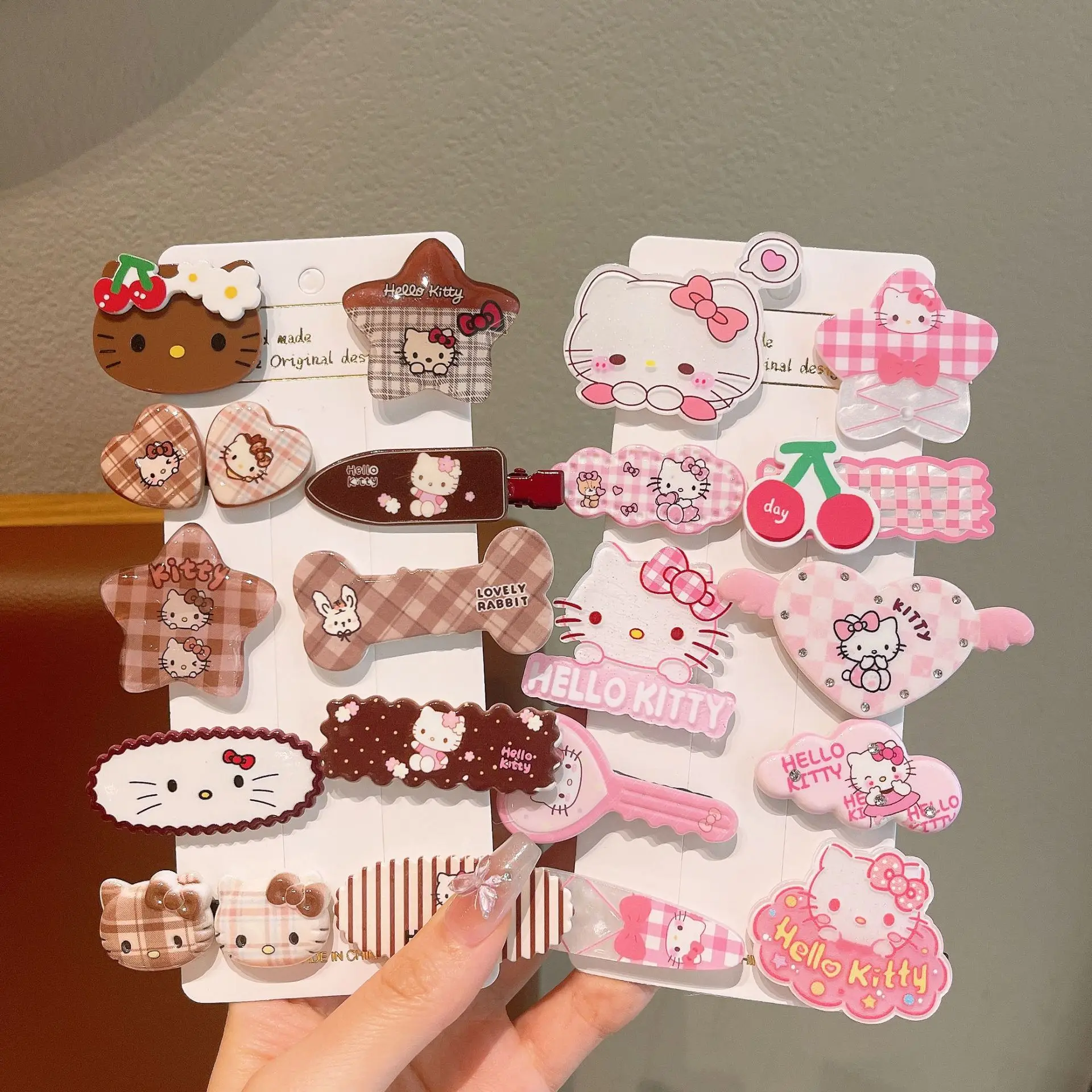 

5/10-Piece Cute For Kt Hair Clip Set Kawaii Gift Set for Little Girls Sparkly Hair Clips with Doll-Style Hair Accessories