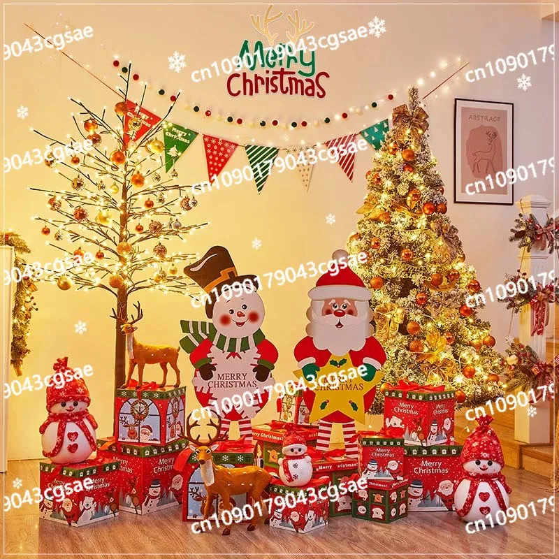 Christmas Decoration Large Ornaments Hotel Shopping Mall Scene Layout Atmosphere Outdoor Combination Set Luminous Elk Tree