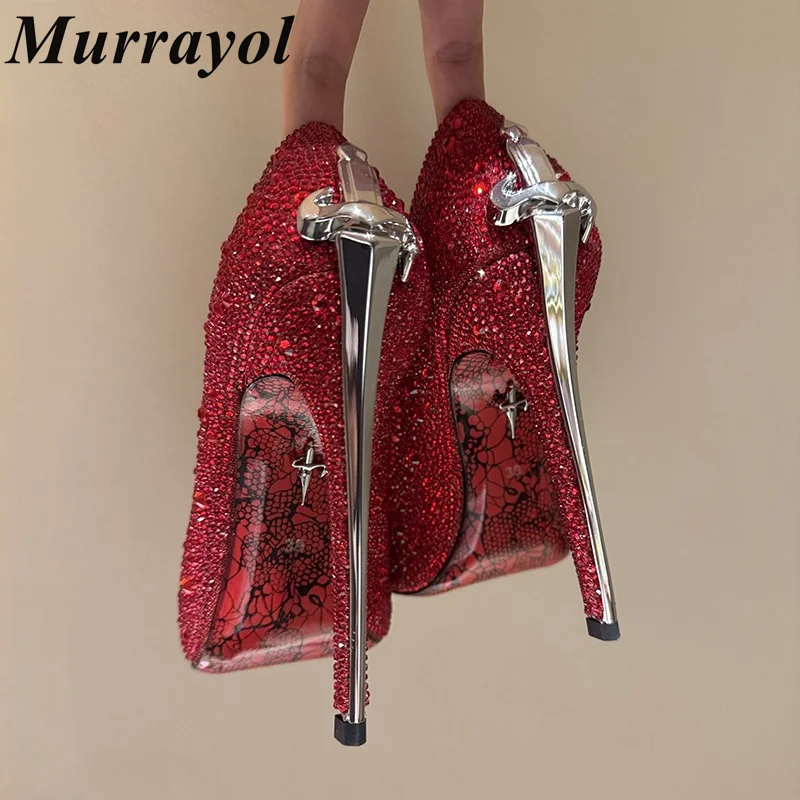 Pumps Pointed Toe Thin High Heels Women Slik Satin Bling Crystal Party Dress Shoes Spring Summer Single Shoes Ladies Stiletto