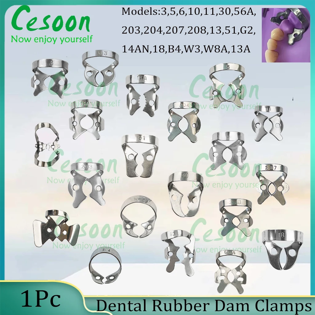 1Pc Dental Rubber Dam Clamps Stainless Steel Endodontic Restorative Barrier Clips Frame Holder for Molar Teeth Ortho Instruments