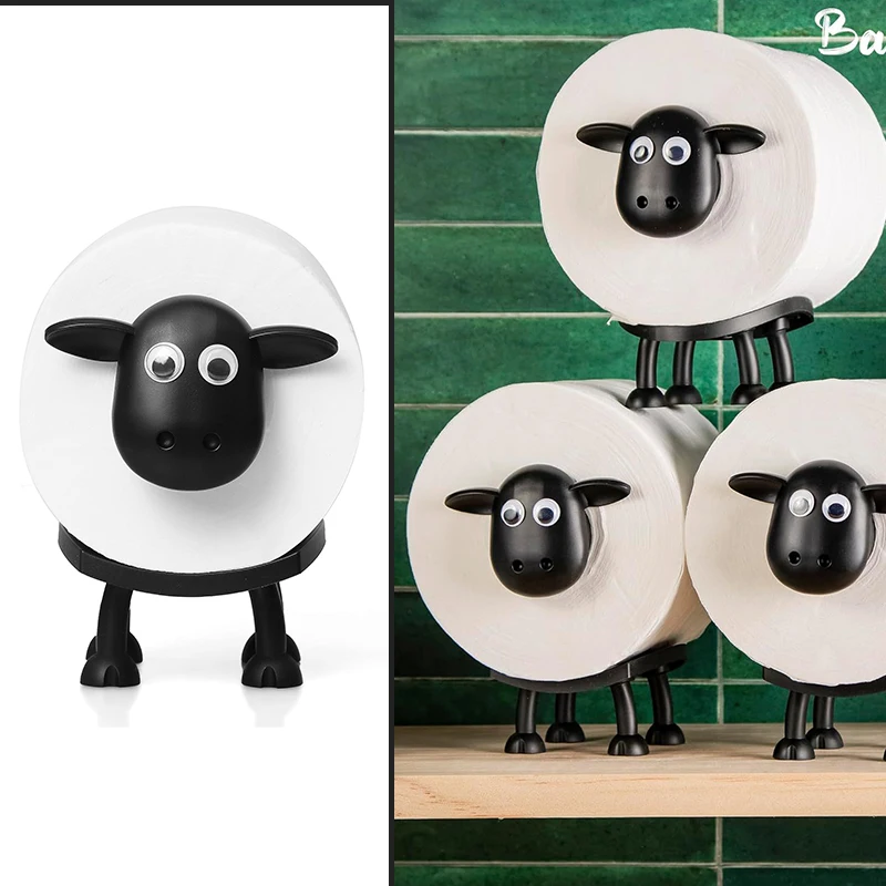 Chic Sheep Toilet Roll Holder Lovely Sheep Tissue Box Stackable For Home Bathroom Decor 1pcs Cute Black Sheep Roll Rack