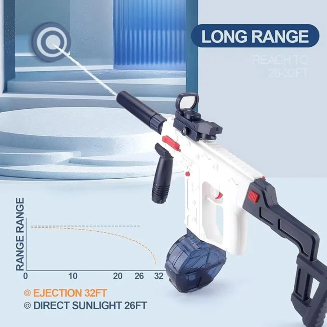Pistola de água elétrica, pistolas de água para adultos e crianças, forte potência, até 25 pés de longo alcance, brinquedos de pistola de água de verão para adultos e crianças.