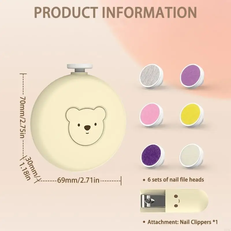 M89C Niemowlę Paznokcie Trimmer z 6 głowicami szlifierki Baby Safety Electric Nails Plik