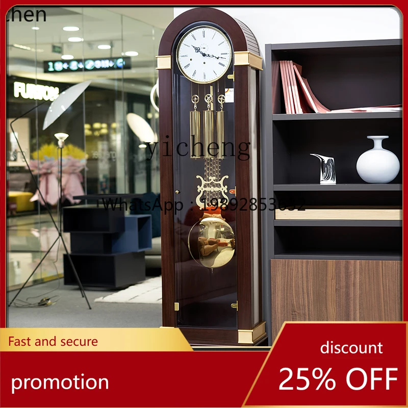 YFY European floor clock living room light luxury machinery floor living  vertical large clock solid wood decorative floor clock