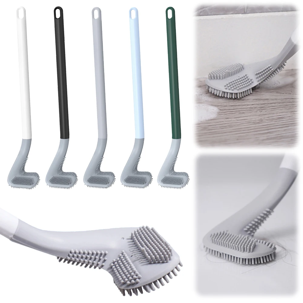 Golf Silicone Toilet Brushes Set Long Handled Toilet Cleaner Brush No Dead Corner Toilet Cleaning Brush Bathroom Cleaning Tool