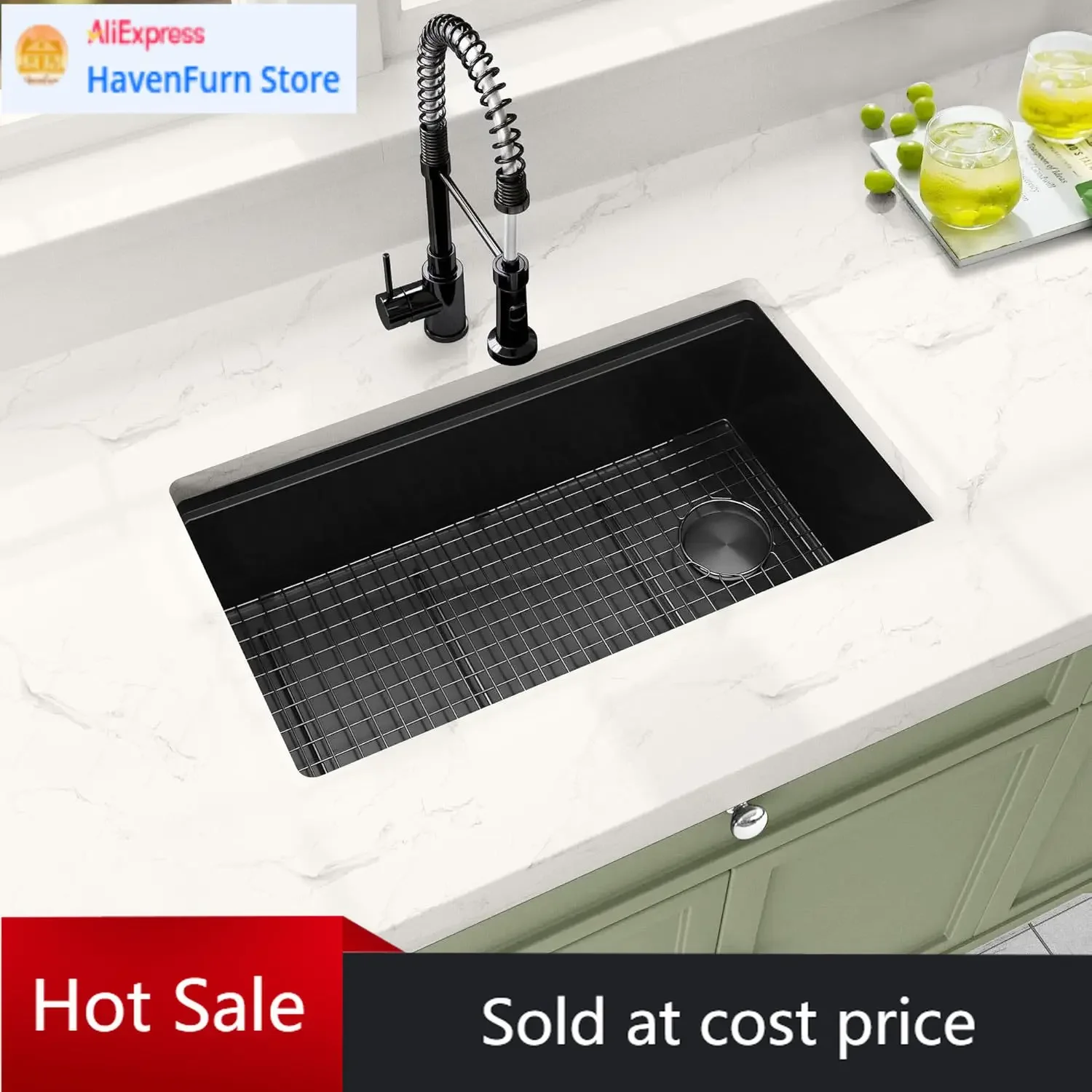 

Кухонная мойка из нержавеющей стали, одинарная, для установки под столешницу, современная рабочая станция, 16 калибр, с выносным сливом, 28 x 18 дюймов