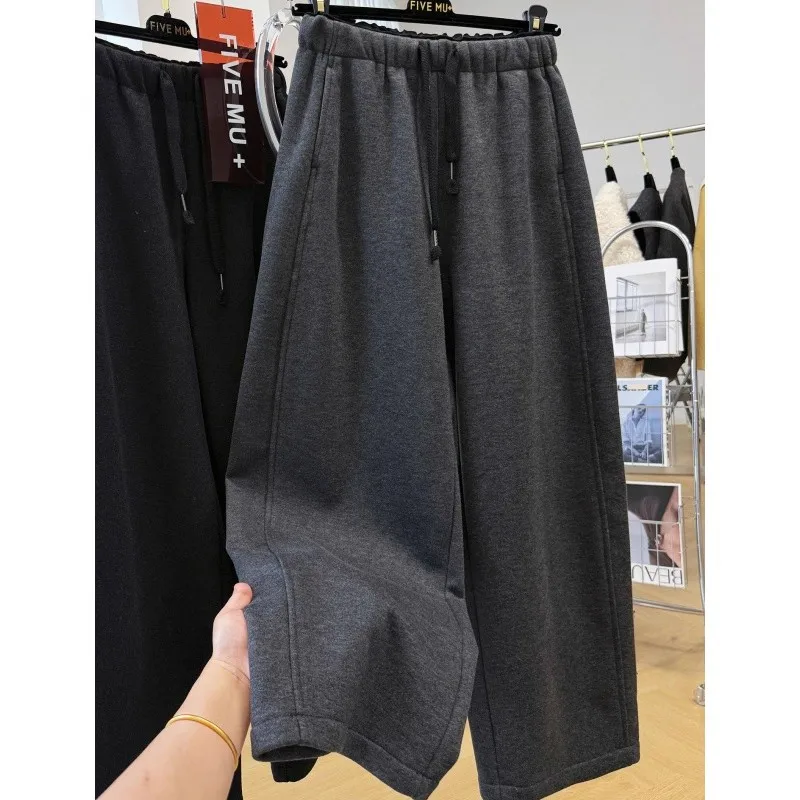 

Loose Fit Thiened Fce Waist Casual Pants for Men Autumn Winter Korean Sle Elastic Waist Slimming Sweatpants