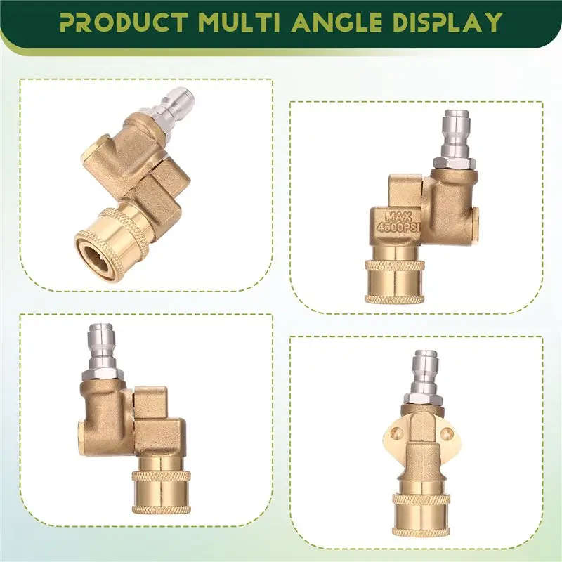 Universal Power Pressure Washer Spray Nozzle Tips And Quick Connect Pivot Adapter Coupler 180 Degrees With 5 Rotation Angles, So