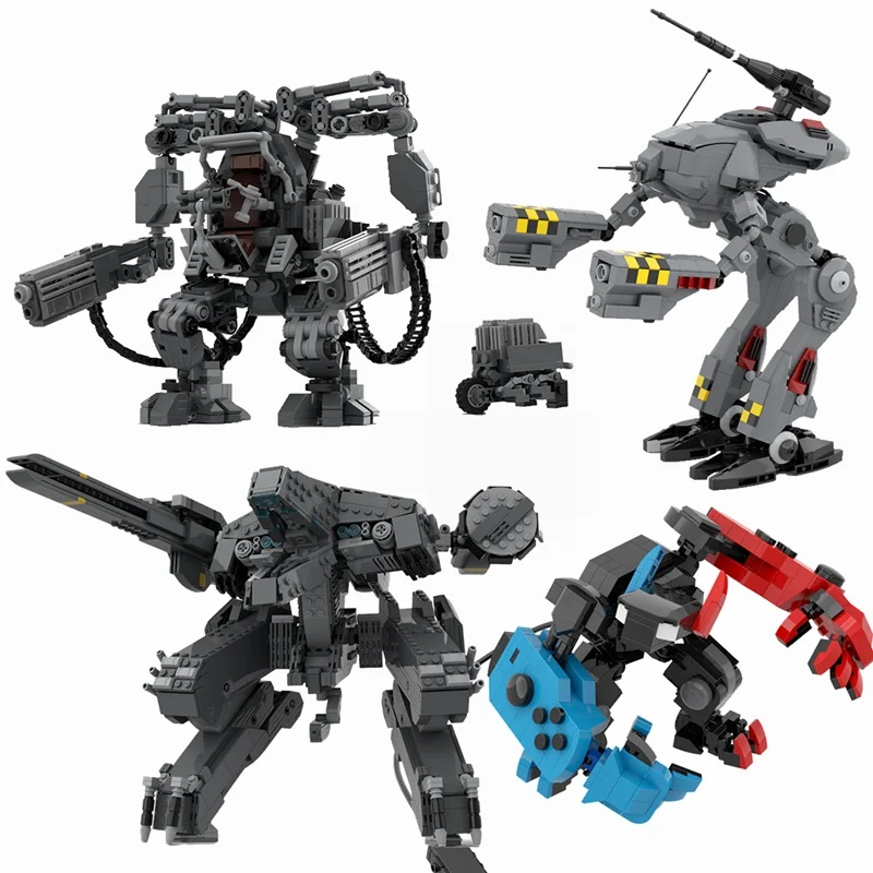 MOC Meche Metal Mech موجهة صلبة ريكس ، روبوتات APU ، مغتصب ، موديل ، ألعاب مكعبات بناء للأطفال ، هدايا للأطفال