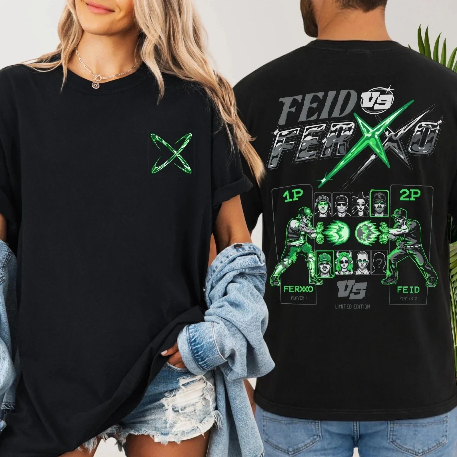 Camiseta Feid Vs Ferxxo 2026, Nueva, para la Gira por Estados Unidos, Camiseta de Verano para Hombre, de Algodón, Cómoda, de Alta Calidad, Unisex, Casual, Talla Grande ﻿