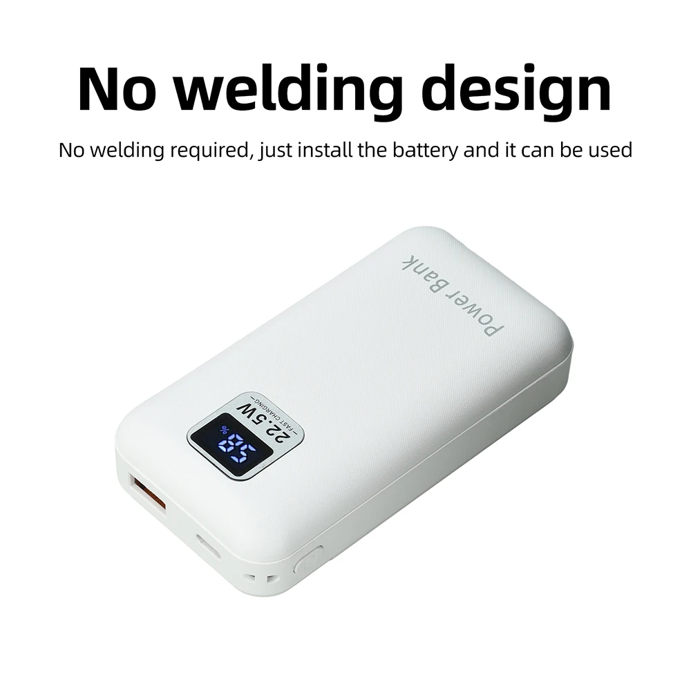 22,5W Schnelllade-Powerbank, lötfreies DIY-Gehäuse, leeres Powerbank-Gehäuse für 2 Stück 21700 Batterien, abnehmbare Box – Detail 2