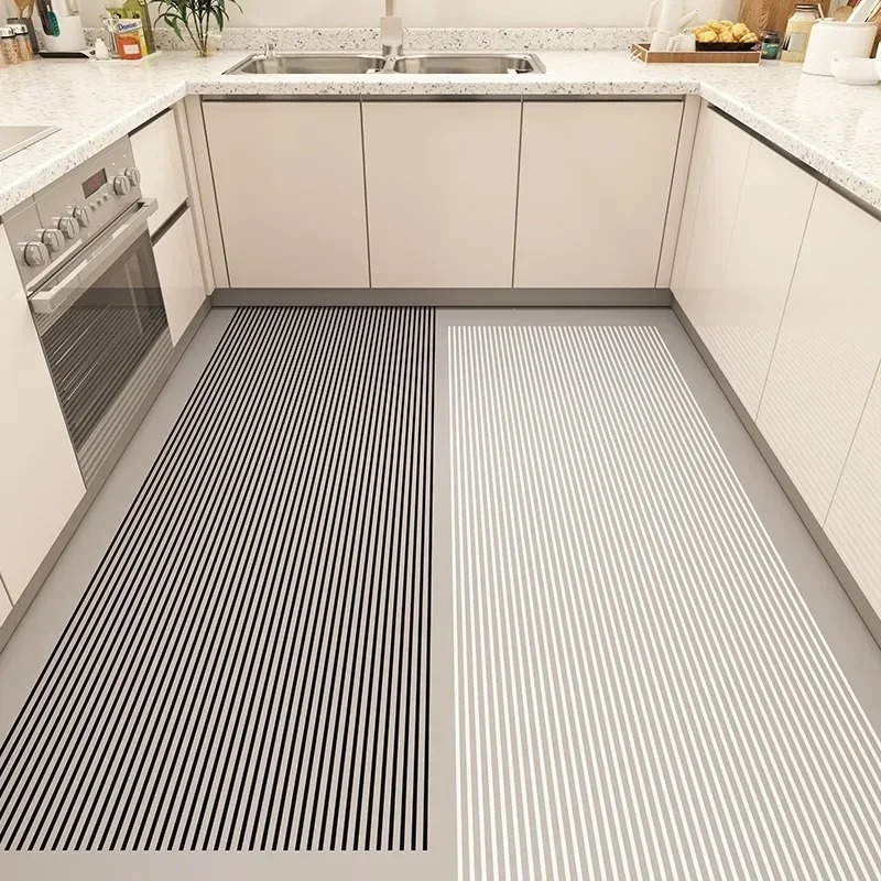 

Simple Modern Kitchen Floor Mat Waterproof Oil-proof Wipeable Washable Anti-slip PVC Leather Carpet Balcony Rug Ковер Tapis 러그