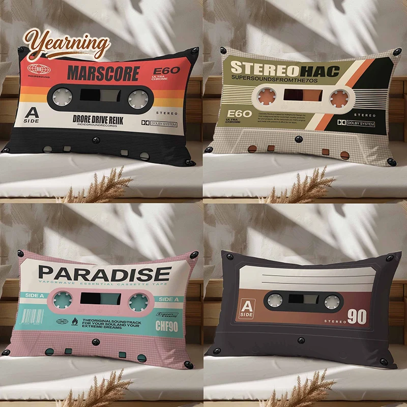 

Cartoon Vinyl Record CD Player Plush Pillow Funny Rectangular Cushion For Sofa Office Home Decor