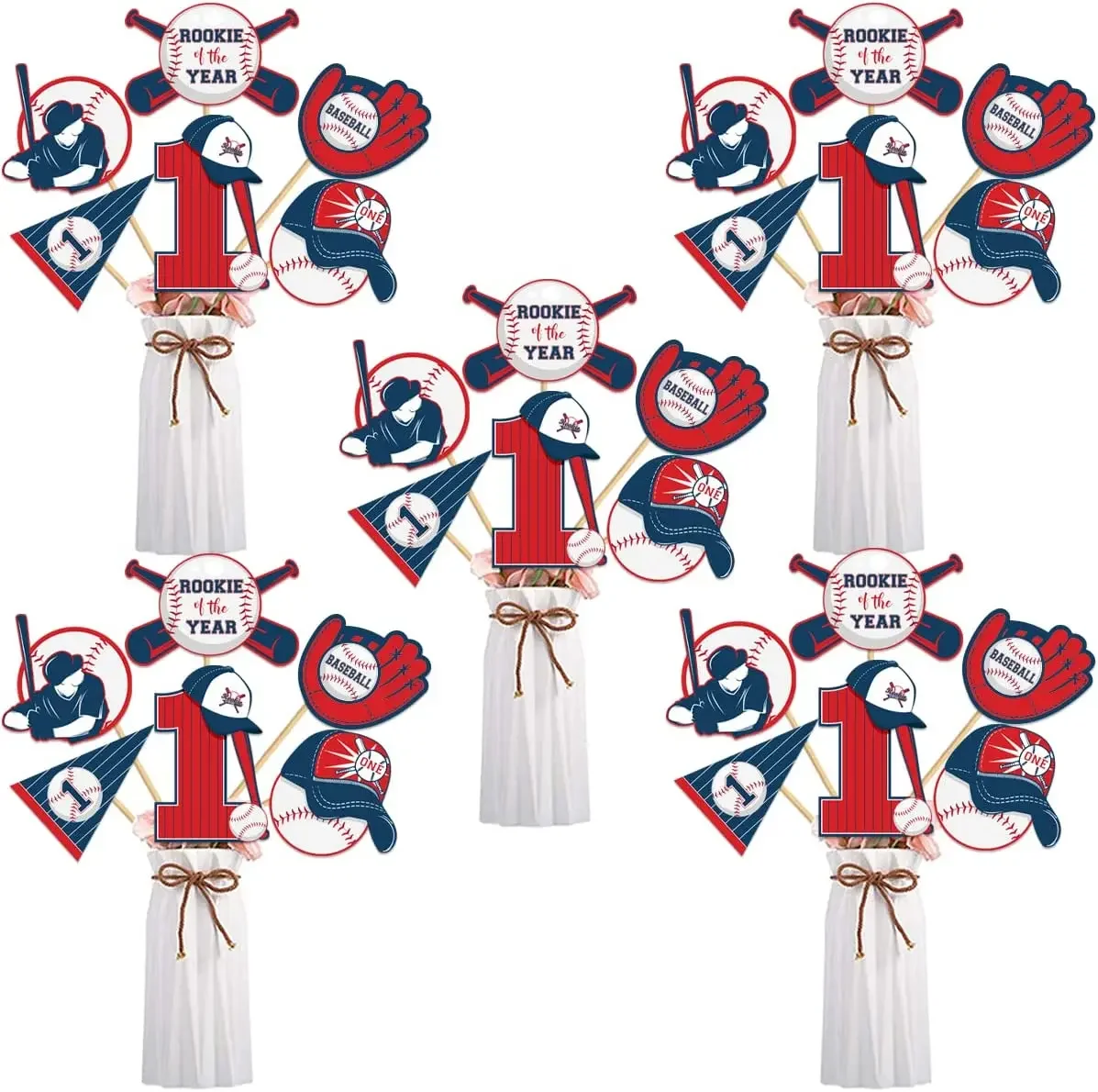 Kreatwow-Baseball Themed Centerpiece Sticks, Table Toppers, Table Decoration, Rookie of the Year, First Birthday Party