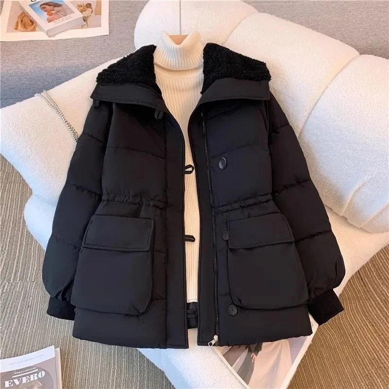 Winter Women\'s Jackets Loose Thicken Jacket Button Up Solid Warm Bread Clothing For Women Puffer Jackets Autumn Cardigan Coat