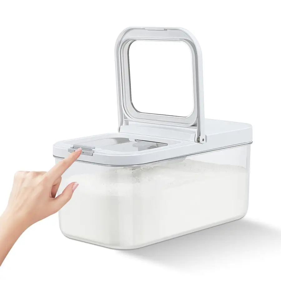 

Контейнер для хранения рисовой муки с автоматической откидной крышкой, 13 фунтов, 6,5 квартов, короткий и узкий контейнер для хранения муки для кухонного ящика