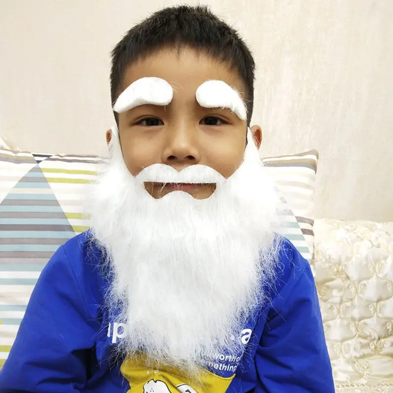 Bigote divertido blanco barba falsa cejas niños para fiesta creativa Cosplay Cos