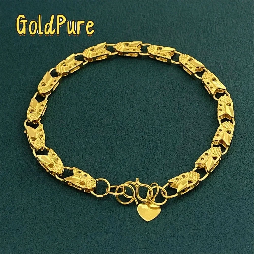 

Goldpure Luxury 24K 9999 Pure Gold real gold Women's bracelet width 5MM lace heart fish bracelet