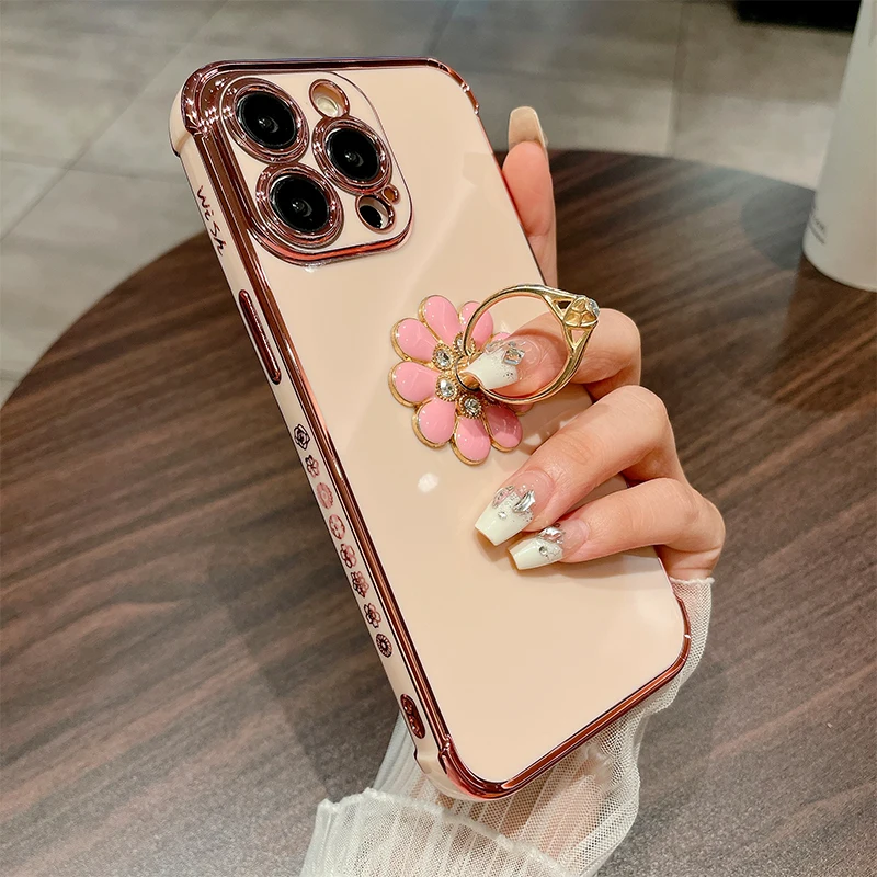 Luxury Quakeproof Glitter Ring Bracket Cover Case For iPhone 16 15 14 ProMax 13 Pro 12 MINI 11 X XR XS Max 7 8 Plus Case